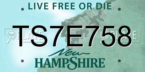 TS7E758 New Hampshire License Plate