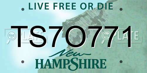 TS7O771 New Hampshire License Plate