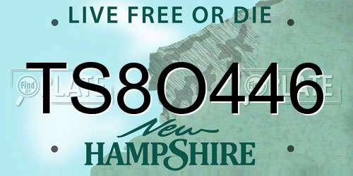 TS8O446 New Hampshire License Plate
