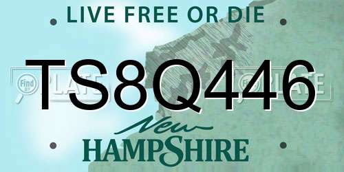 TS8Q446 New Hampshire License Plate