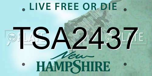 TSA2437 New Hampshire License Plate