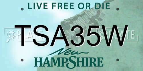 TSA35W New Hampshire License Plate