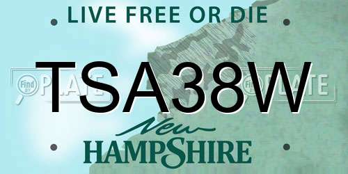 TSA38W New Hampshire License Plate