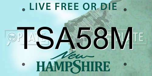 TSA58M New Hampshire License Plate