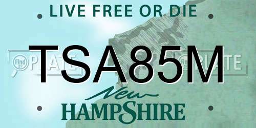TSA85M New Hampshire License Plate