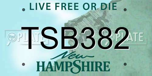 TSB382 New Hampshire License Plate