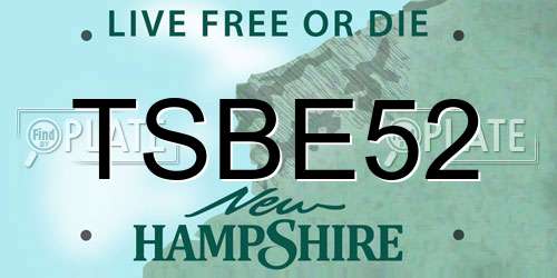 TSBE52 New Hampshire License Plate