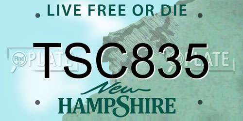 TSC835 New Hampshire License Plate