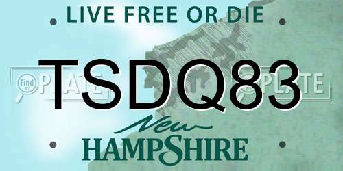 TSDQ83 New Hampshire License Plate