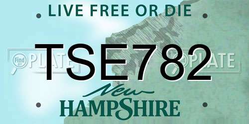 TSE782 New Hampshire License Plate