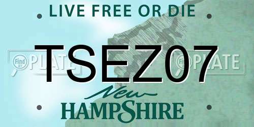 TSEZ07 New Hampshire License Plate