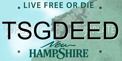 TSGDEED New Hampshire License Plate