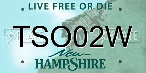 TSO02W New Hampshire License Plate