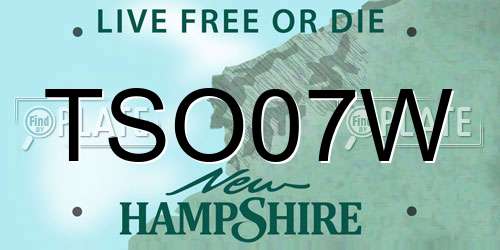TSO07W New Hampshire License Plate