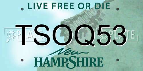 TSOQ53 New Hampshire License Plate