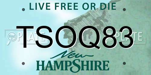 TSOQ83 New Hampshire License Plate