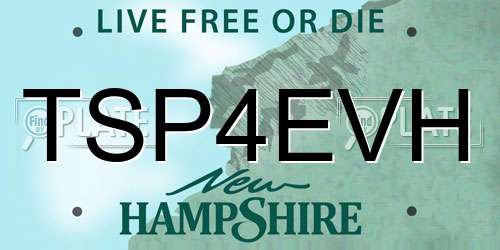 TSP4EVH New Hampshire License Plate