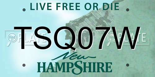TSQ07W New Hampshire License Plate