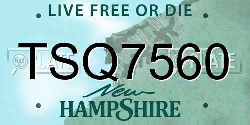 TSQ7560 New Hampshire License Plate