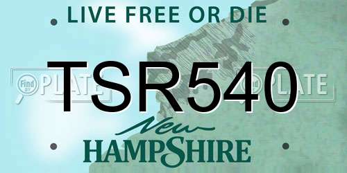 TSR540 New Hampshire License Plate