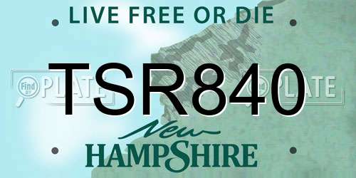 TSR840 New Hampshire License Plate