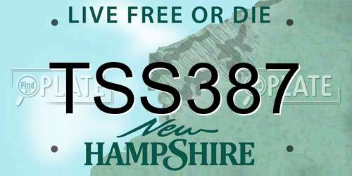 TSS387 New Hampshire License Plate
