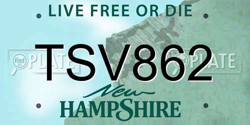 TSV862 New Hampshire License Plate