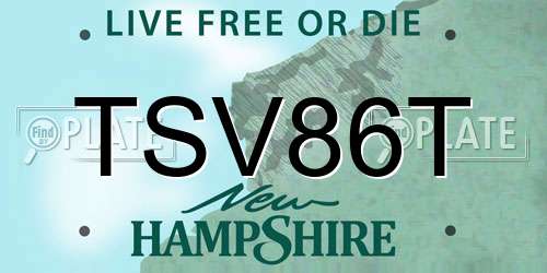 TSV86T New Hampshire License Plate