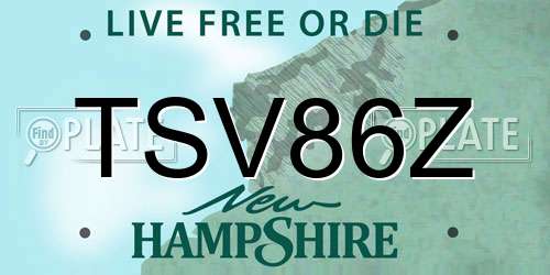 TSV86Z New Hampshire License Plate