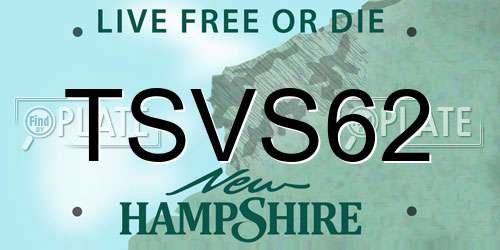 TSVS62 New Hampshire License Plate