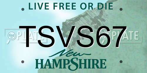 TSVS67 New Hampshire License Plate