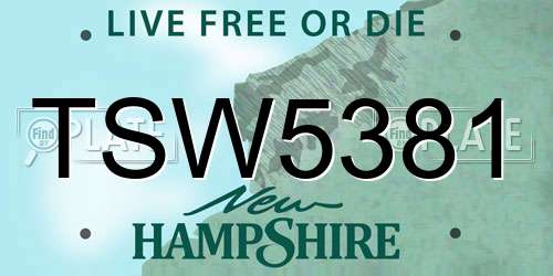 TSW5381 New Hampshire License Plate