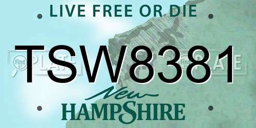 TSW8381 New Hampshire License Plate