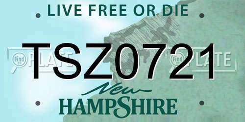 TSZ0721 New Hampshire License Plate
