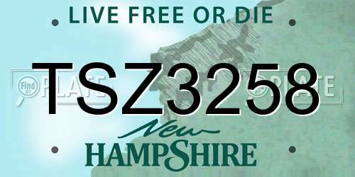 TSZ3258 New Hampshire License Plate