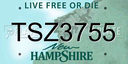 TSZ3755 New Hampshire License Plate