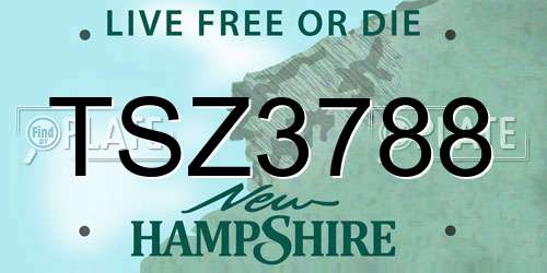 TSZ3788 New Hampshire License Plate