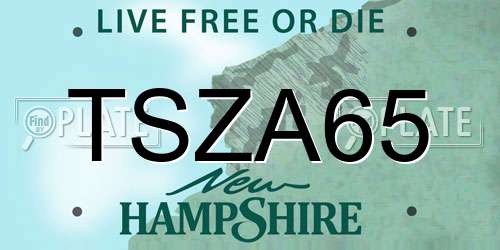 TSZA65 New Hampshire License Plate