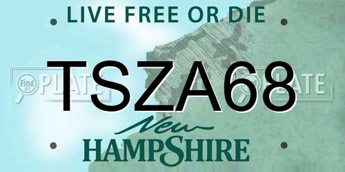 TSZA68 New Hampshire License Plate