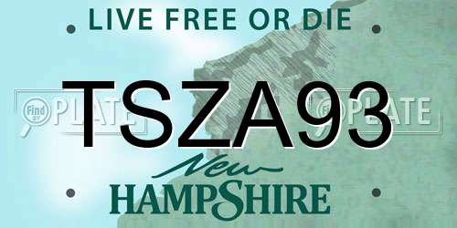 TSZA93 New Hampshire License Plate