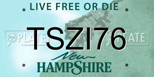 TSZI76 New Hampshire License Plate