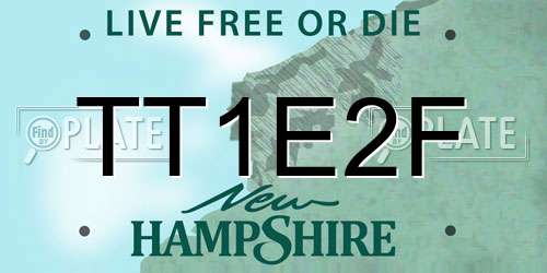 TT1E2F New Hampshire License Plate