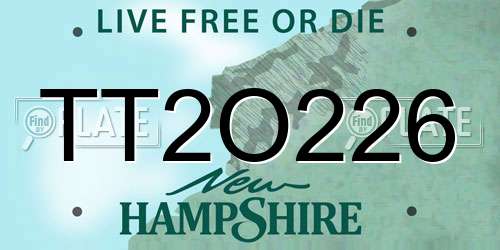 TT2O226 New Hampshire License Plate