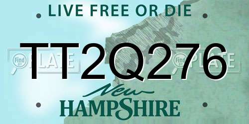 TT2Q276 New Hampshire License Plate