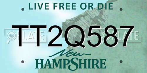 TT2Q587 New Hampshire License Plate