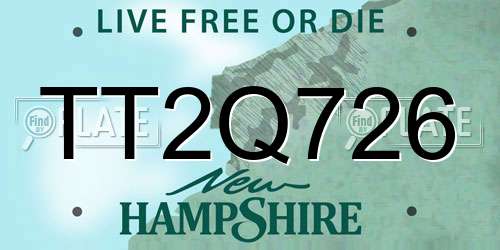 TT2Q726 New Hampshire License Plate
