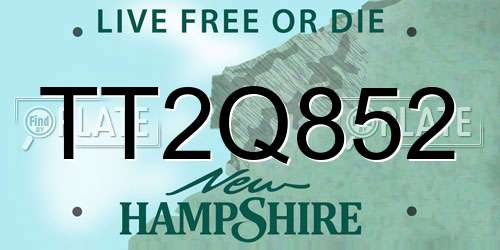 TT2Q852 New Hampshire License Plate