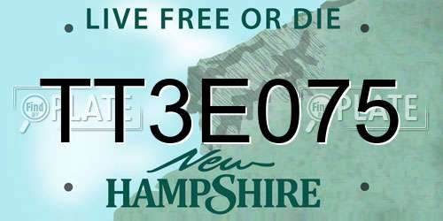 TT3E075 New Hampshire License Plate