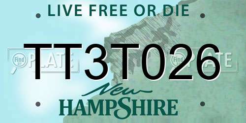 TT3T026 New Hampshire License Plate