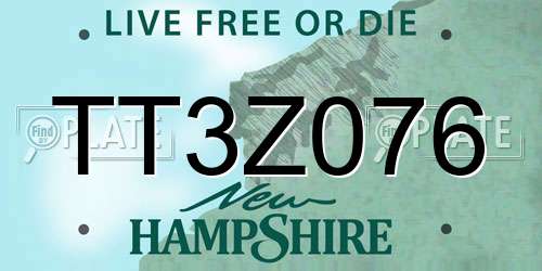 TT3Z076 New Hampshire License Plate